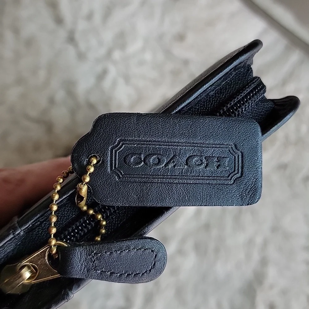 Coach Black Leather Tie Scarf Travel Storage Case